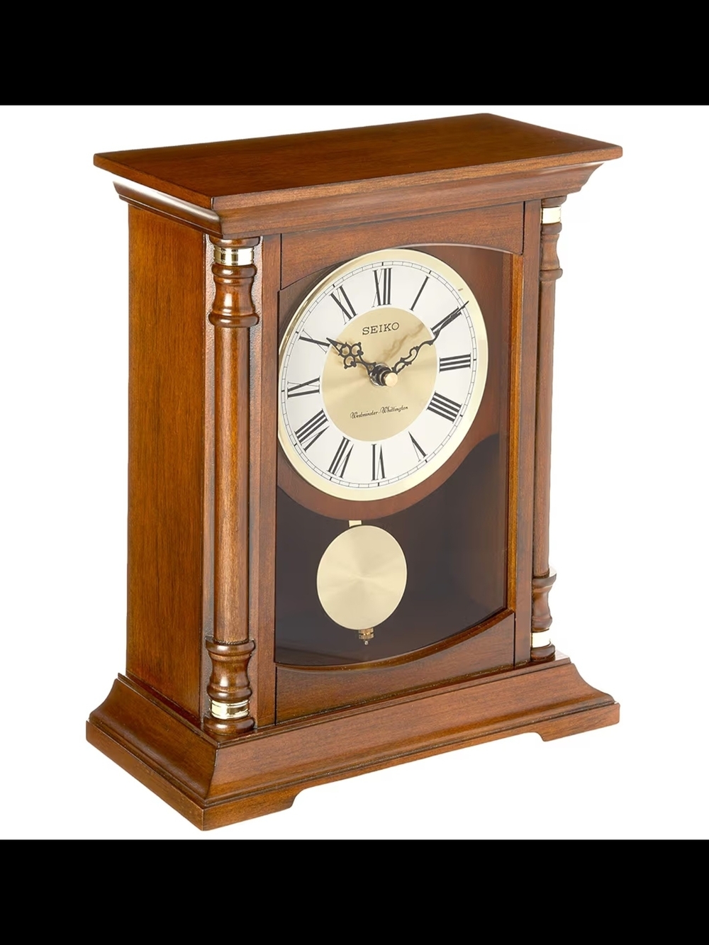 Seiko Brass Pendulum Mantel Clock in‎ Warm Brown